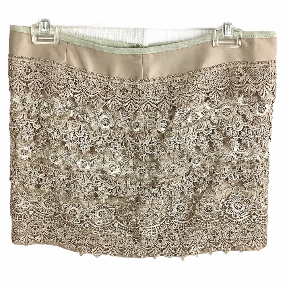 TINI LILI Champagne Lace Mini Skirt SZ-M